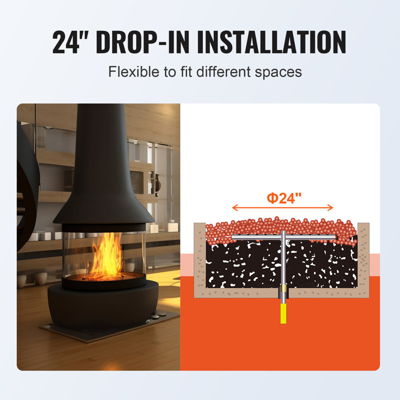 24-Inch Round Stainless Steel Drop-In Fire Pit Burner