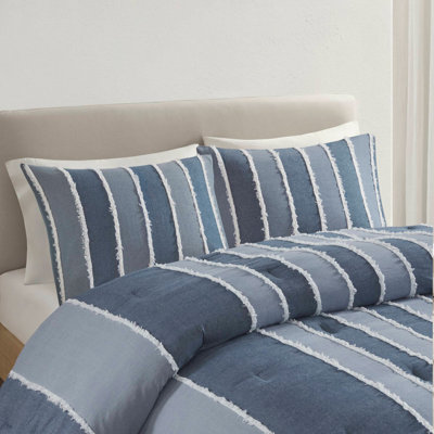 3 Pieces Striped Cotton Comforter Set