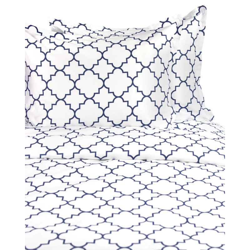 Lattice Geometric Shapes Duvet Cover, Twin/Twin XL, Navy