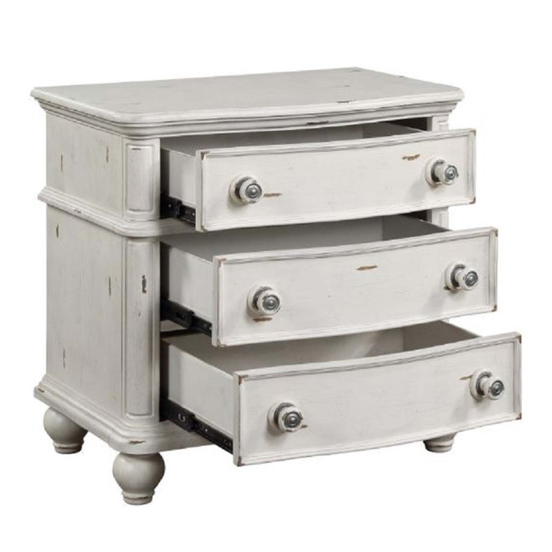 Table de chevet Jaqueline, finition blanc antique