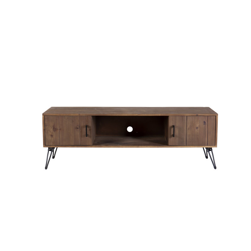 Reclaimed Wood Industrial Media Storage Unit With 2 Cabinets - Solid Wood, Natural, Living Room Furniture, 60 In D X 18 W 20 H Tv Stand Options Room,