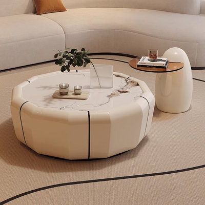 Light luxury cream-style rock plate coffee table