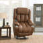 Fauteuil inclinable électrique en cuir Pacay Brown Aire Power avec fonction de levage, de chauffage et de massage