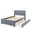 Lit plateforme double en velours avec lit gigogne simple-287142807