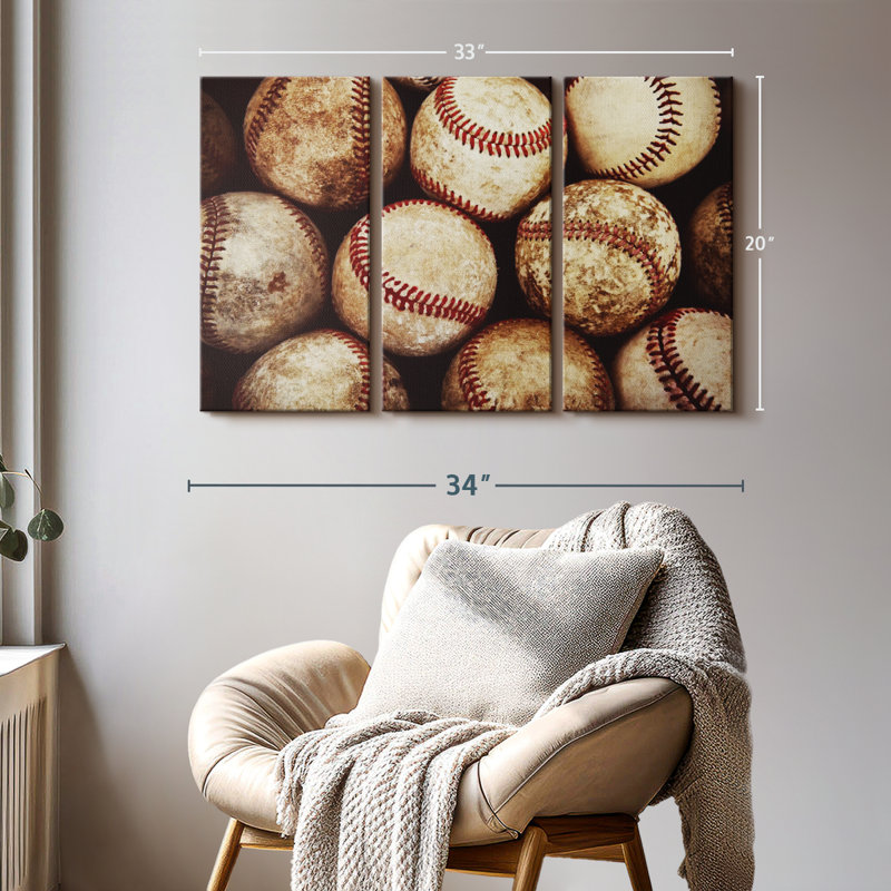 «Baseball» sur toile, H 20 po x l 33 po x P 1,25 po