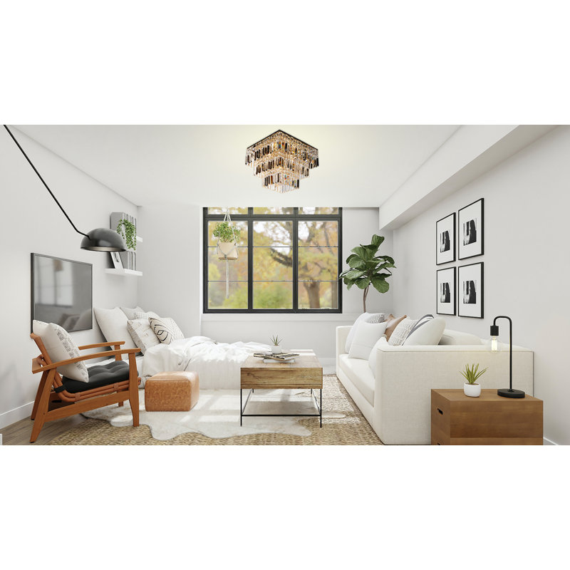 Abdirisaq 5 - Light Crystal Dimmable Square / Rectangle Chandelier, Gold