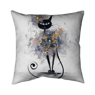 Cartoon black cat - 26"x26" Throw pillow cover - Poly twill - Print on demand