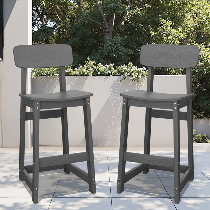 Ensemble de 2 chaises simples et modernes en PEHD pour l'extérieur, Gris