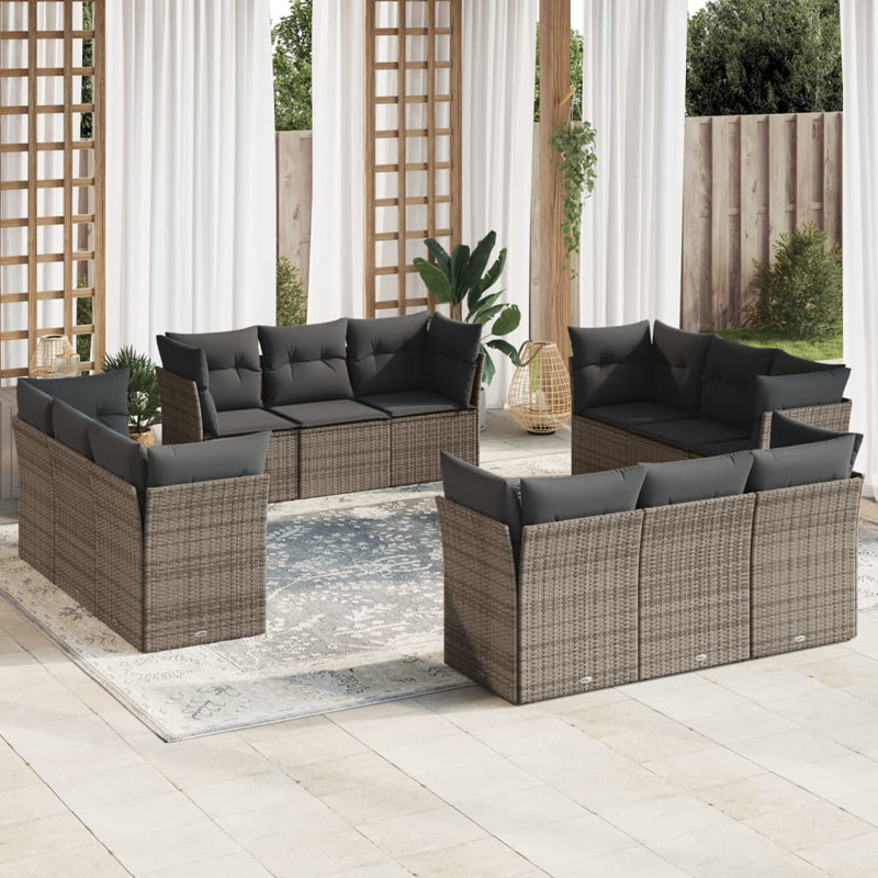 Ensemble de canapé de jardin modulaire en rotin PE 12 pièces Vidaxl