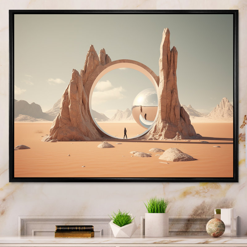 Art mural surréalisme, Cadre flottant noir, H 34 po x l 44 po x P 1,5 po