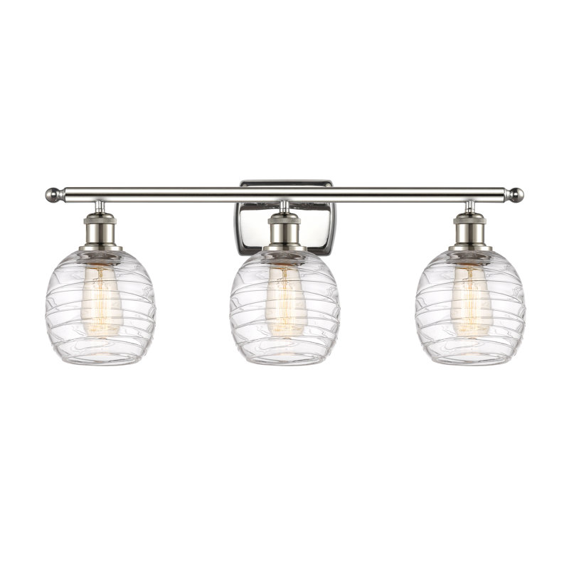 Éclairage de salle de bain à intensité variable 3 lumières Carlucci, Grainé, Ampoule DEL 6 watts Vinage, Nickel poli