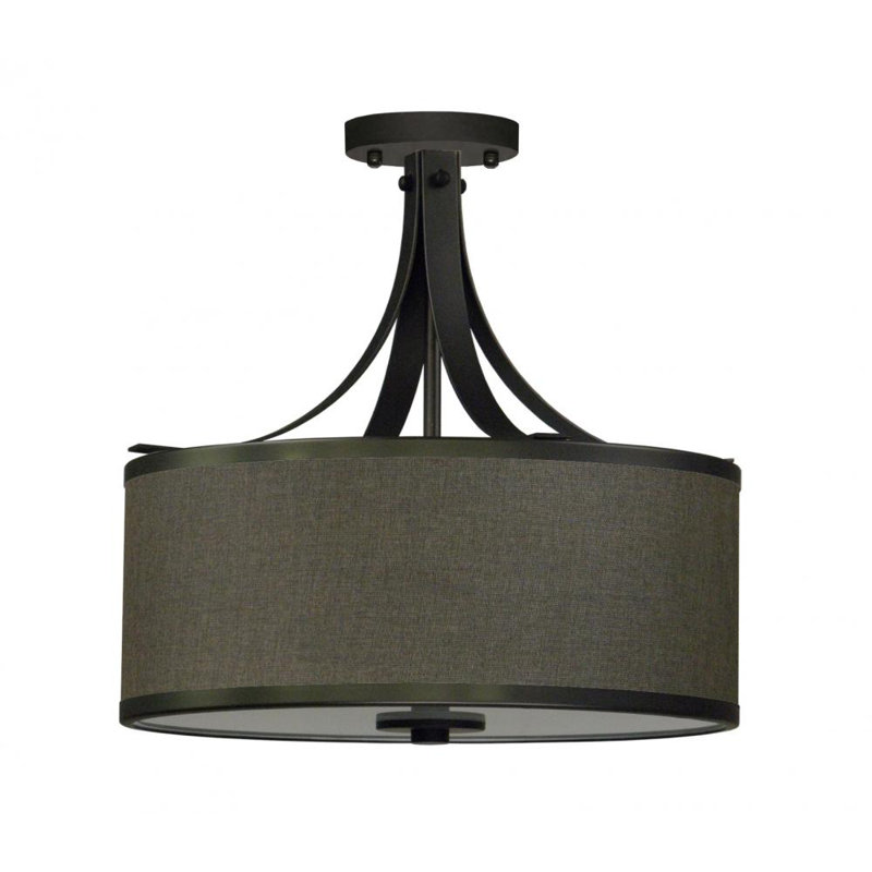 Fabric Semi Flush Mount, Black, Ebony Bronze