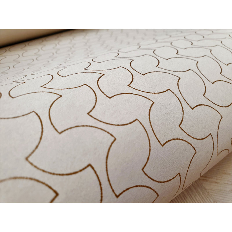 Slow Living Glitter Geometric Lines Wallpaper Roll, Sand Gold