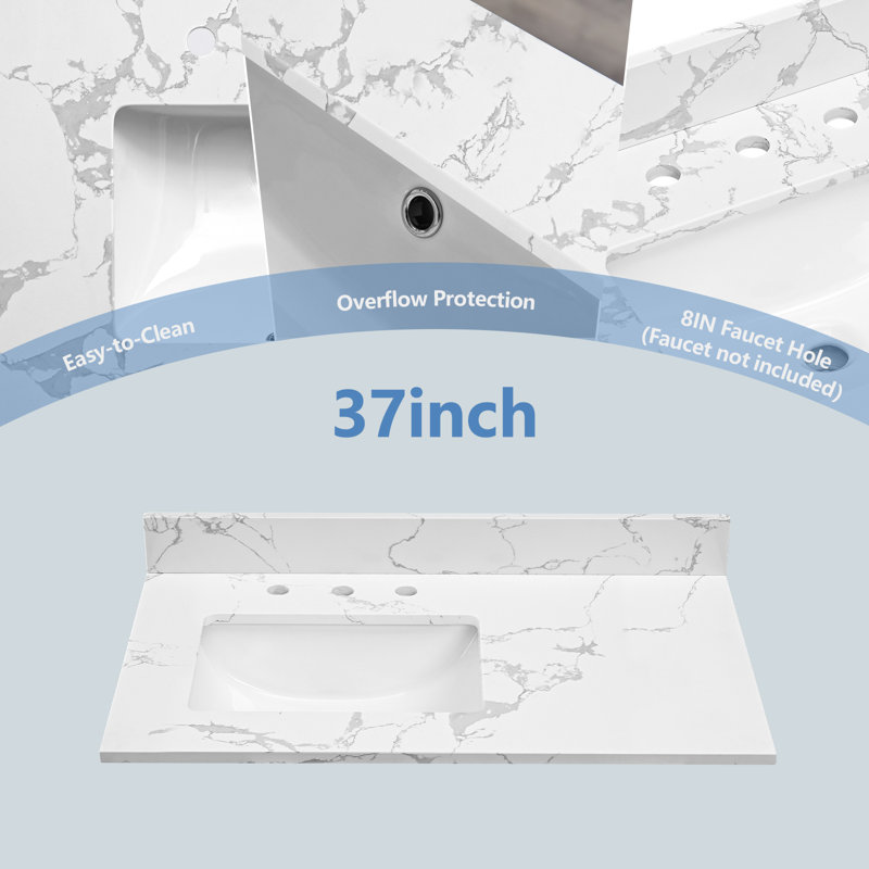 37" Single Bathroom Vanity Top With Sink