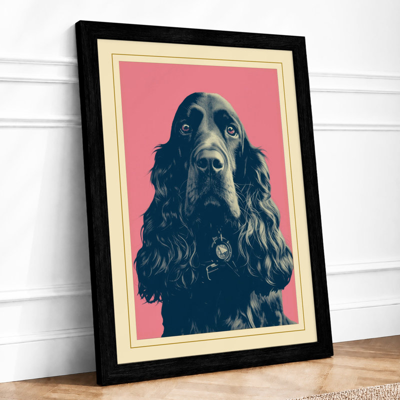 Gentle Spaniel Portrait Pop Art - Framed Print, A1 - 84.1 x 59.4 cm, Black