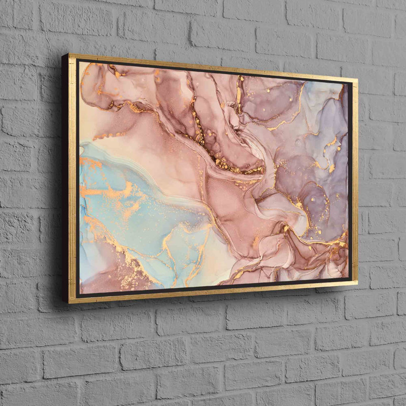 Reproduction d'art en marbre doré sur toile de coton durable présentant un motif moderne à l'encre alcoolisée pour une décoration intérieure contemporaine