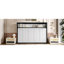 Lit escamotable simple avec tablettes, lit mural en métal au design pliable et peu encombrant, blanc-1583441079