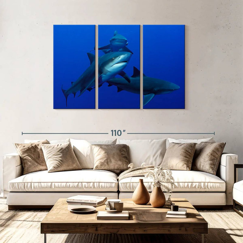Brampt Triple Sharks, 48" H x 74" W