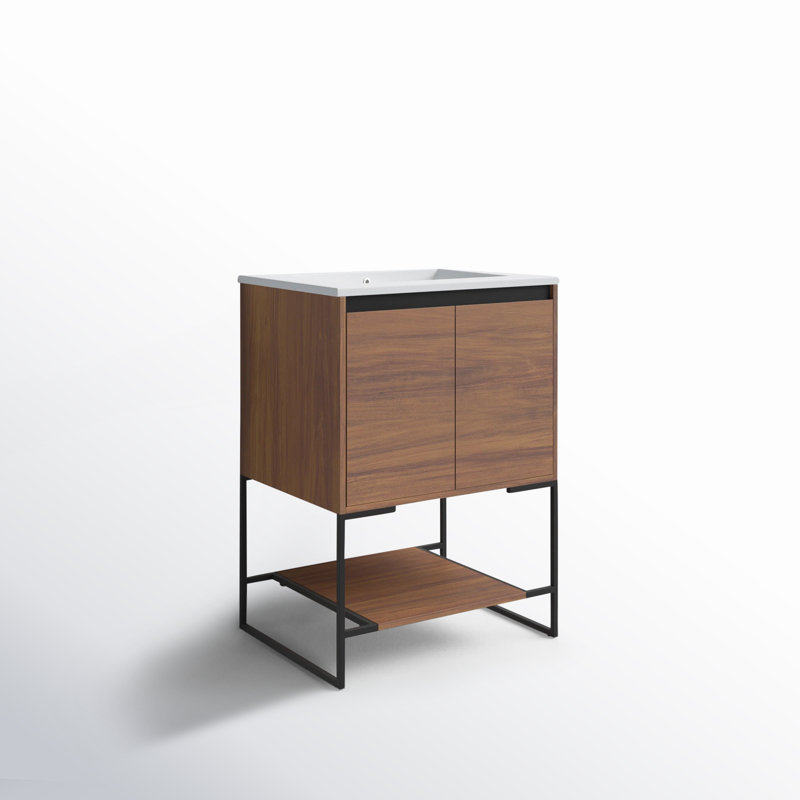 Ensemble de meuble-lavabo simple 24 po Fiquett, Noyer