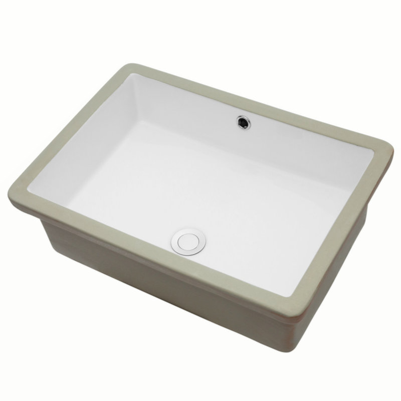22" White Ceramic Rectangular Undermount Bathroom Sink with Overflow