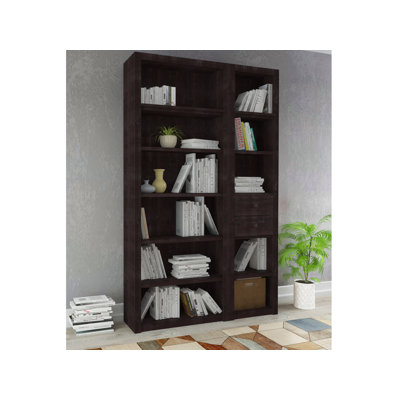 Elona 213cm H x 128cm W Solid Wood Library Bookcase