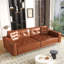 Canapé-lit gigogne de 234 cm (92,1 po), canapé-lit convertible 3 en 1 en similicuir avec accoudoirs ultra larges, canapé moderne capitonné, canapé 4 places avec 2 coussins pour salon-1311714390