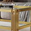Table basse en verre trempé double couche supérieure et inférieure avec cadre en acier inoxydable à finition miroir et table de salon-1266635348