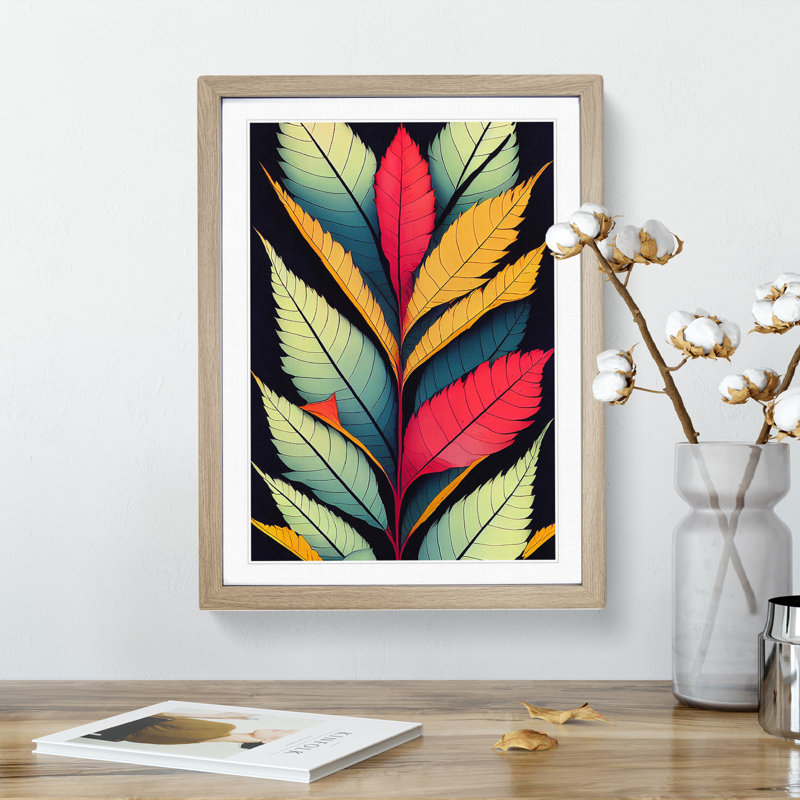 A Tremendous Leaves - Single Picture Frame Print, 64cm H x 46cm W x 2cm D, Oak