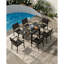 Table de patio extensible pour 4 à 6 personnes, table en aluminium avec plateau à motif en bois pour le jardin, la cour et la terrasse-2010567514