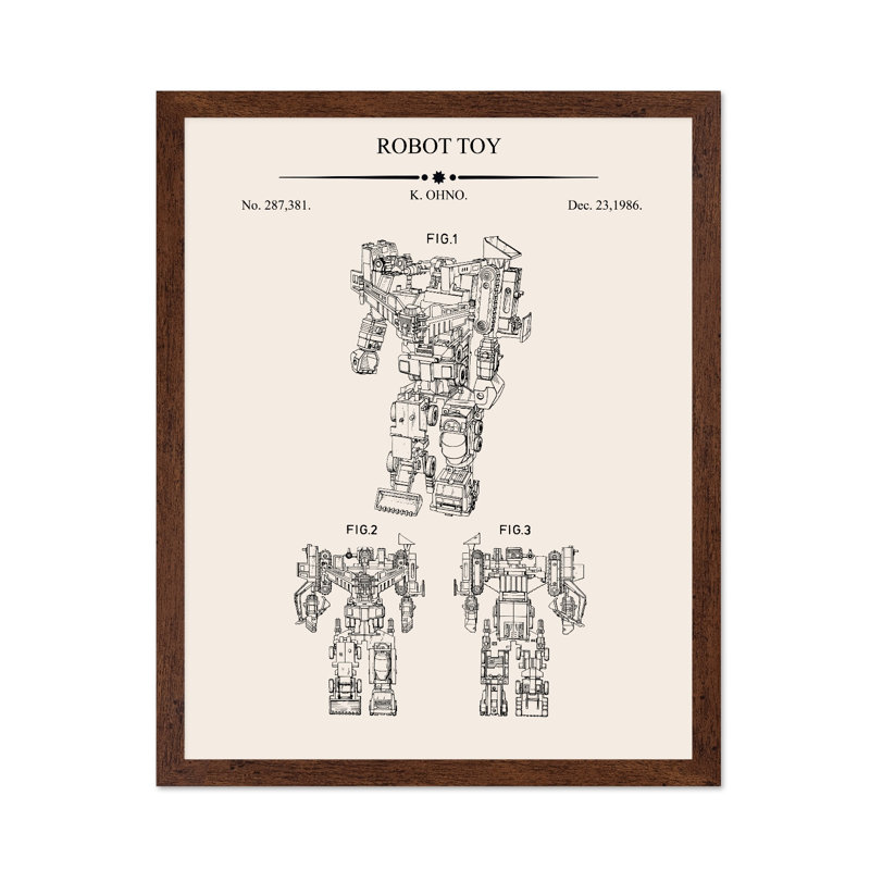 Plan du robot Devastator, Poster, 18"H x 24"W, Brown Framed