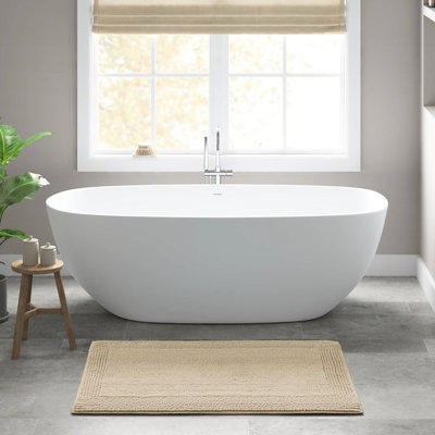 3000 Gsm Reversible 100% Cotton 17x24" Natural Bath Rug With Non - Slip Function, Easy To Clean, Soft Feel, , Machine Washable
