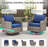 Maelie 6-Piece Outdoor Wicker Patio Conversation Set With Swivel Gliders, Ottomans ＆ Side Table-2086764900