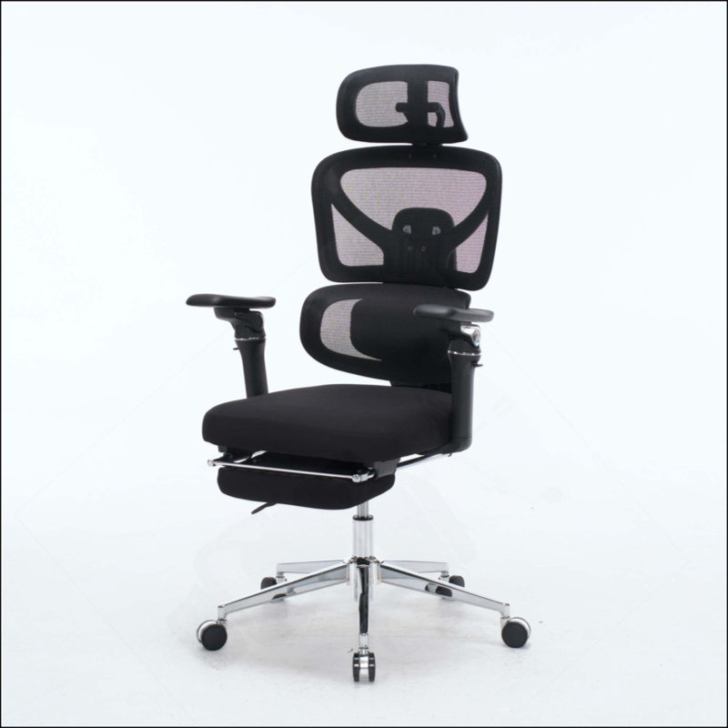Fauteuil de bureau ergonomique avec support lombaire à massage, appui-tête 4D et accoudoirs 5D, dossier réglable haut et profondeur d'assise