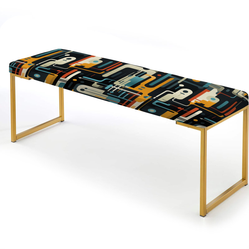 Banc industriel jaune avec lignes géométriques Melody