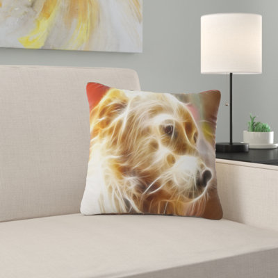 Glowing Brown Dog Head - Animal Printed Pillow