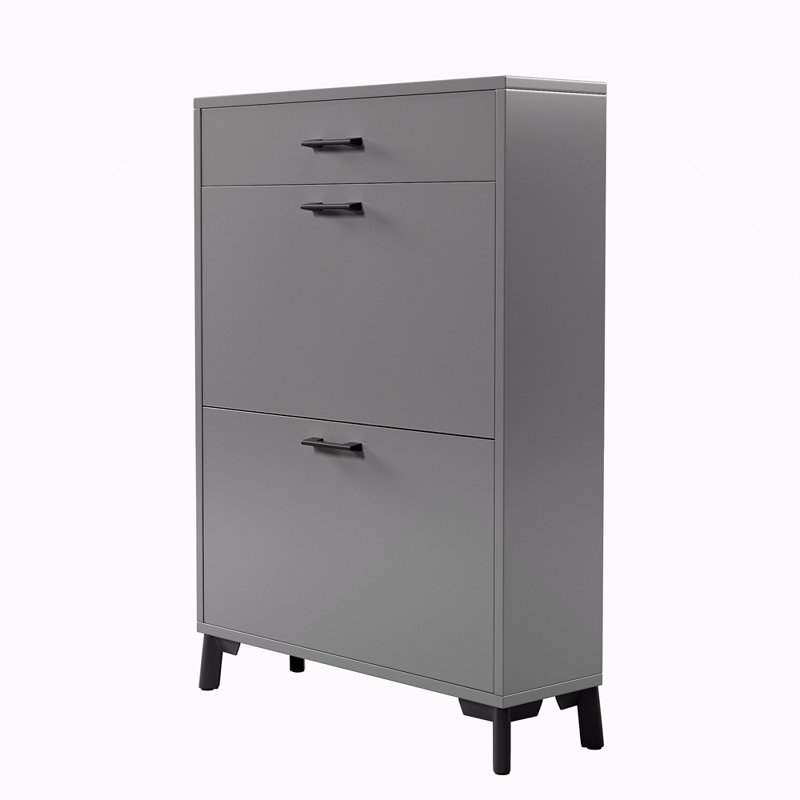 Shoe Storage Cabinet For Entryway, Free Standing Shoe Organizer With 2 Flip Drawers, Hidden Shoe Rack Storage Organizer For Doorway Hallway Closet