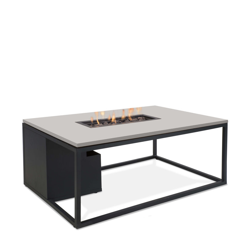 Himanshu Rectangle Aluminium Propane Smokeless Fire Pit Table, Grey/Black