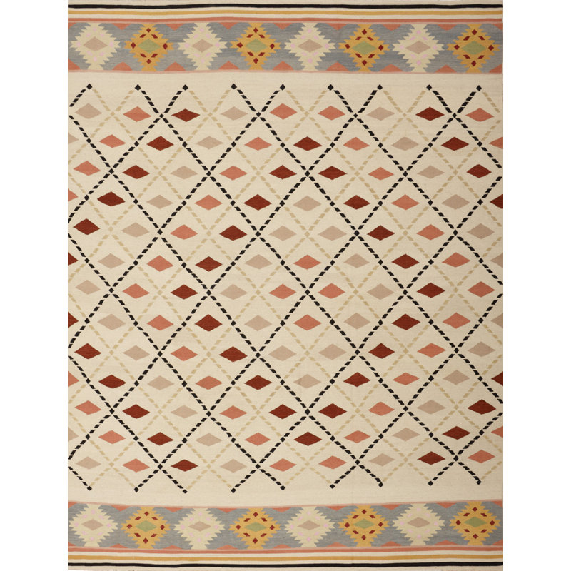 Tapis zone beige handwoven à tissage plat