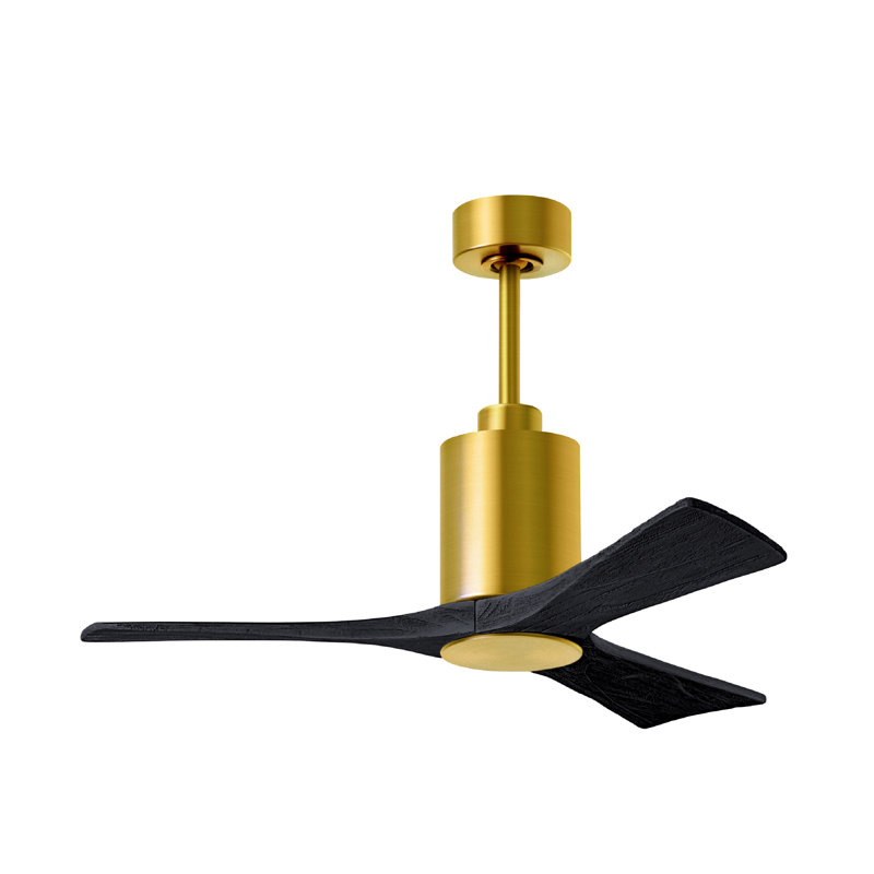 Ventilateur de plafond à 3 pales à DEL avec télécommande Patricia et ensemble d'éclairage inclus Patricia, Laiton brossé, 42"