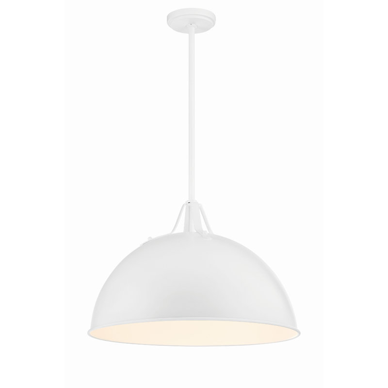 Luminaire suspendu en forme de dôme à 1 lumière Carlisa, Blanc