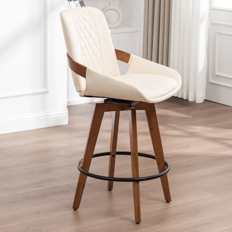 Tabourets de bar et de comptoir pivotants modernes rembourrés, Blanc, Tabouret de bar (siège d'une hauteur de 30,37 po)