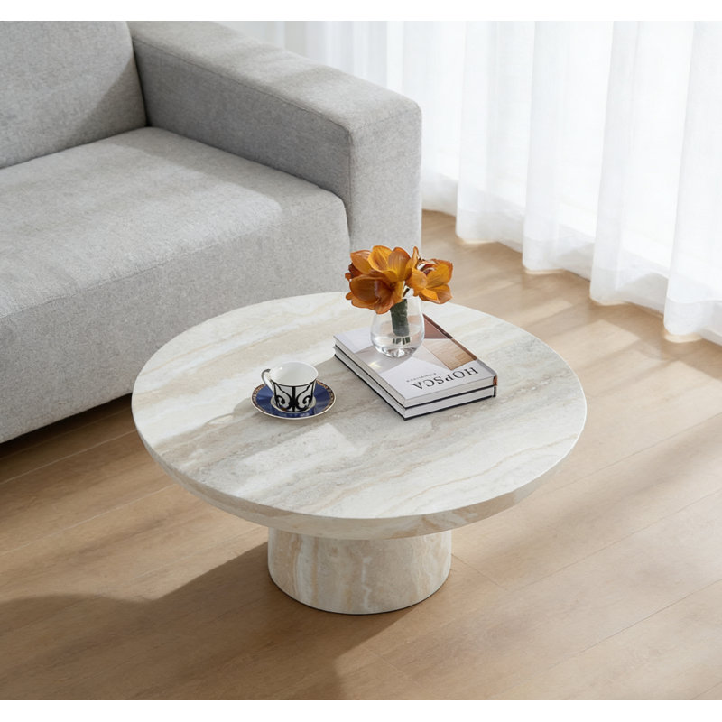 Beige Fiberglass Coffee & End Table Set, Cave-Inspired Stone Surface Crafted Via Precise Cutting And Polishing, Showcasing Natural Weathering Effect, Ideal For Living Room As A Stylish, Textured Furniture Piece For Modern Home Interiors