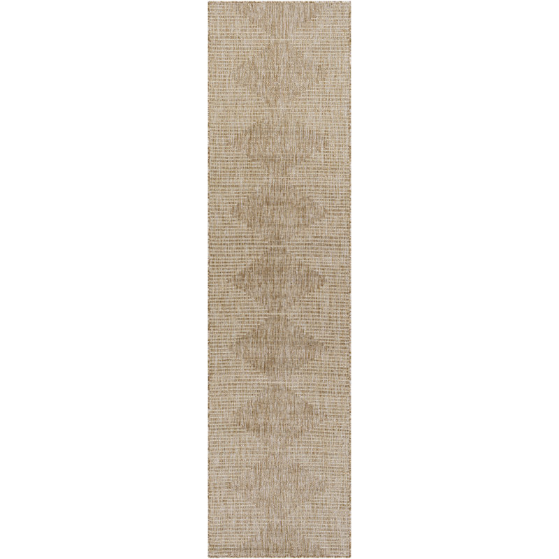 Mendota Geometric Khaki Indoor/Outdoor Area Rug, Runner 2'7" x 12'