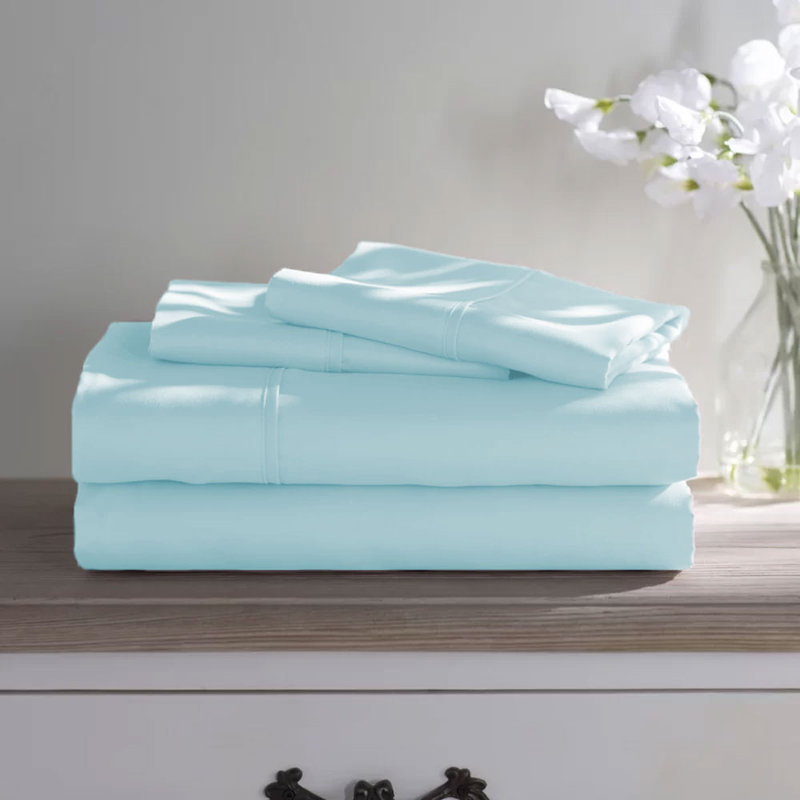 Wayfair Basics® 1800 Series Soft Microfiber Sheet Set, Queen Sheet Set with 4 Pillowcases, Aqua