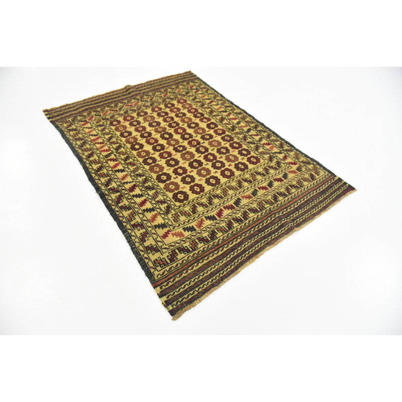 Tapis de la zone en laine vert/brun 4 pi 2 po x 5 pi 9 po one-of-kind main-noué la Warminster