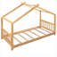 Lit plateforme plateforme compacte avec toit et tête de lit, pin naturel