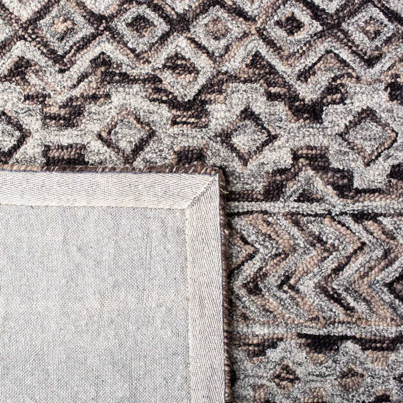 Dimartino Hand Tufted Wool/Cotton Southwestern Rug in Gray/Brown, Rectangle 3' x 5'