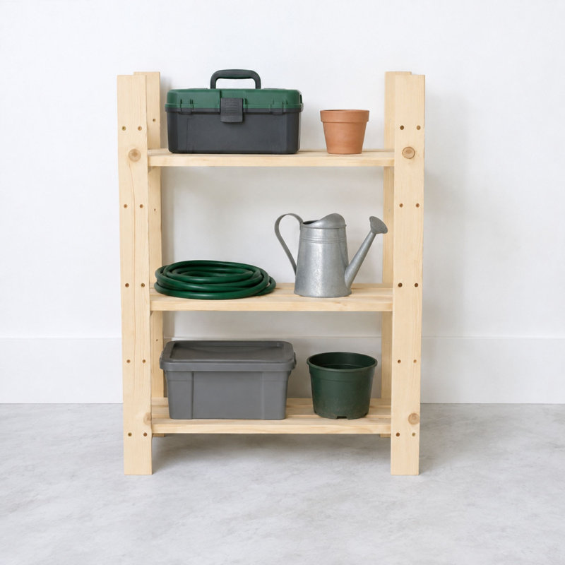 3-Shelf Utility Rack Storage Unit, Pre-sanded, 80cm H x 60cm W x 27cm D