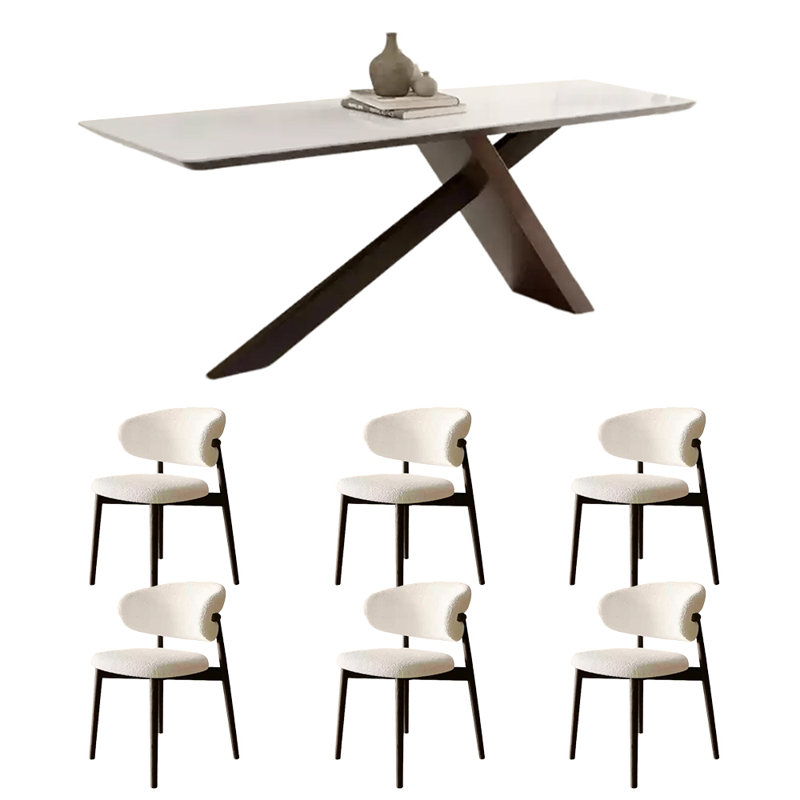 Ensemble de table de salle à manger rectangulaire de style français, H 29,5 po x L 55,1 po x l 27,6 po, Blanc