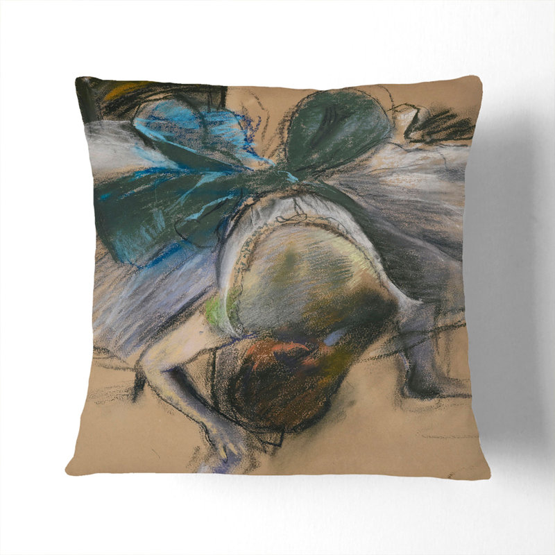Ballet Ballerina Dancer Tying Her Slipper Vol.1 Scatter Cushion, 40cm H x 40cm W x 15cm D, Black
